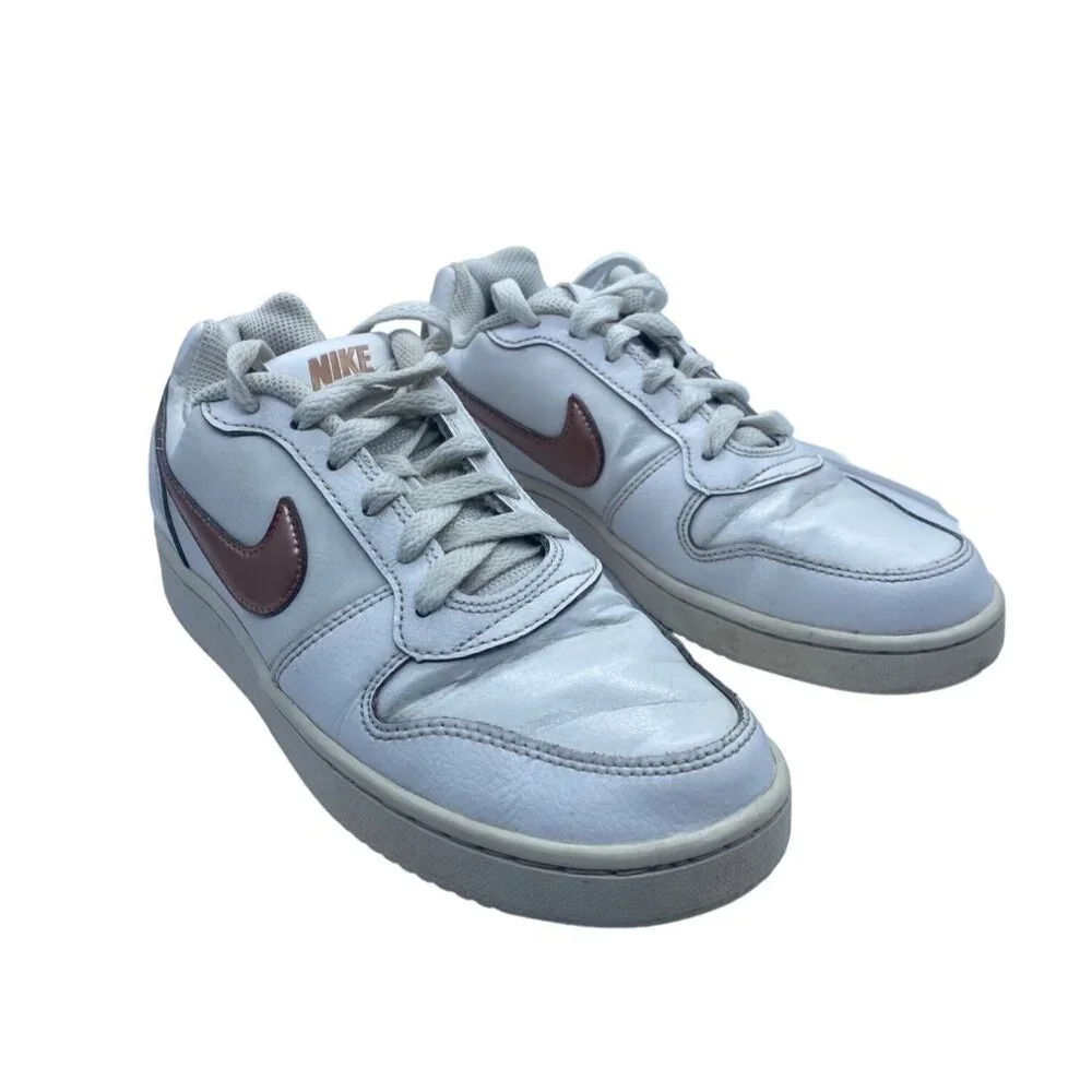 Nike Ebernon Leather‎ Athletic Sneakers Lace Up White Rose Gold Women Sz 7 FLAW
